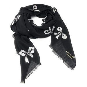 Kate Spade Black & White Bow Print Scarf